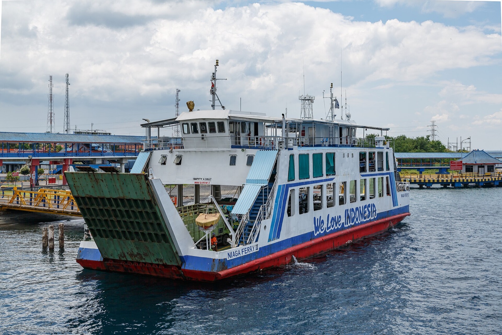Public vehicle ferry in Indonesia